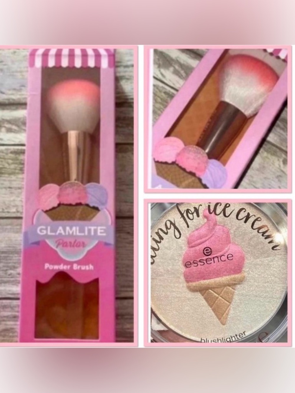 Essence Melting Ice Cream Highlighter & Glamlite Ice Cream Powder Brush